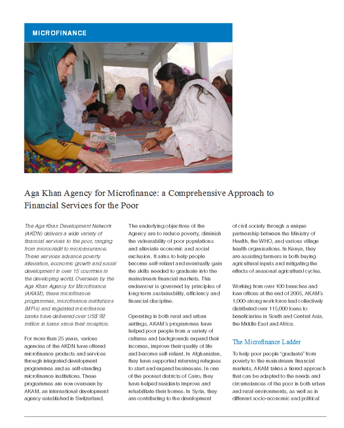 Aga Khan Agency for Microfinance - A Comprehensive Approach to ...