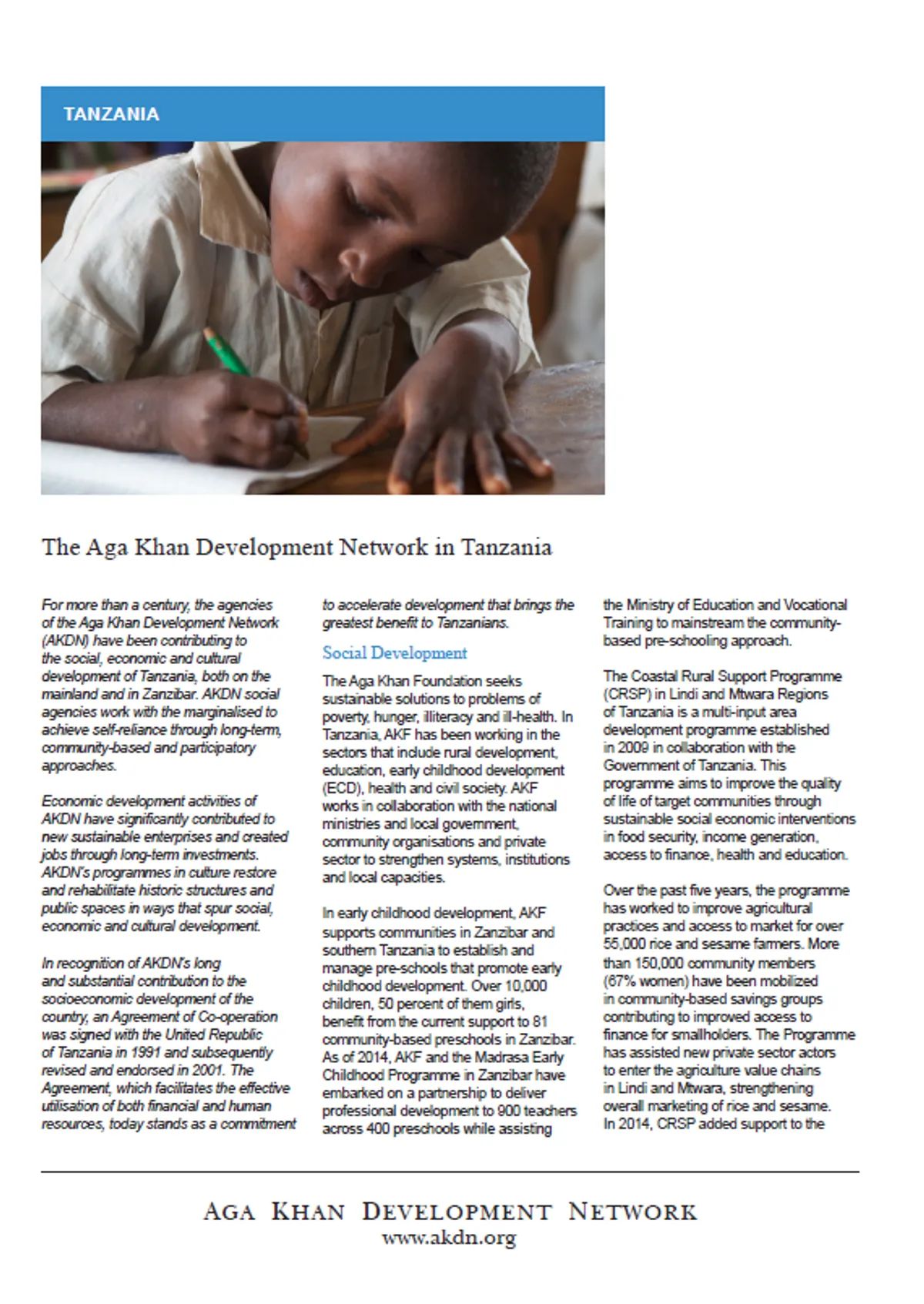 Aga Khan Development Network in Tanzania AKDN