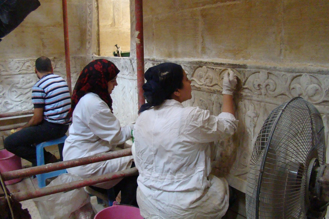 Conservation work at the Amir Aqsunqur Funerary Complex (Blue Mosque), Cairo, Egypt
