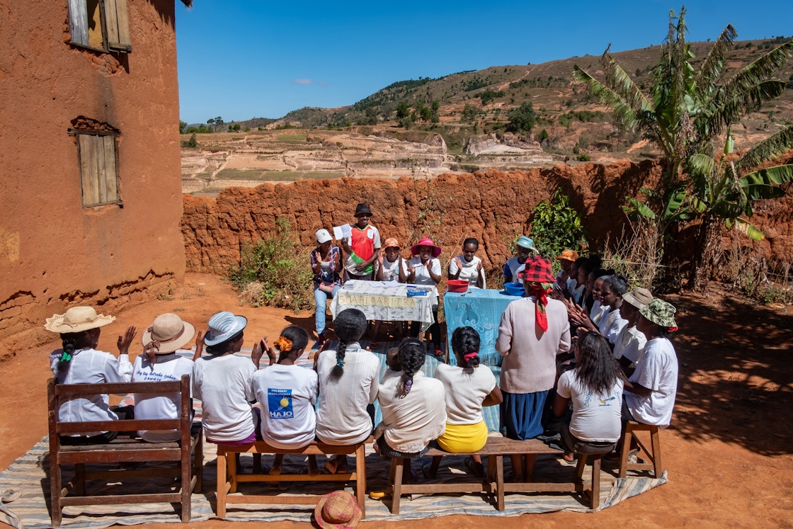 In Madagascar, school-age girls from rural families meet regularly to manage a community-based savings group that they formed with the support of the Aga Khan Foundation. AKDN / Lucas Cuervo Moura