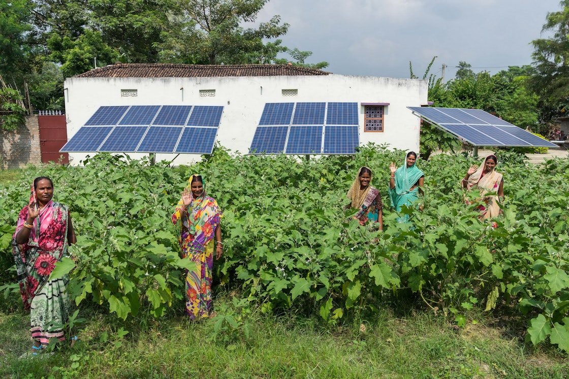 The Self Help Group-run solar powered irrigation scheme in Muzaffarpur, Bihar, India was set up in April 2016 with the support of the Aga Khan Rural Support Programme (AKRSP). The scheme is run by 12 SHG members. AKDN / Christopher Wilton-Steer