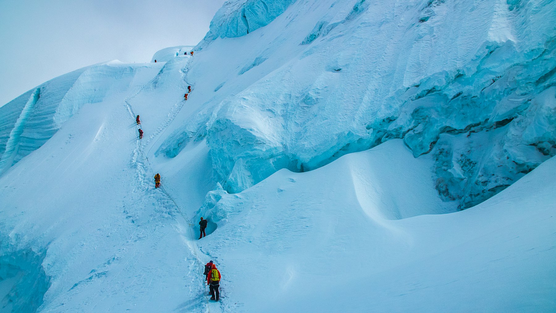 Climbing Mount Everest, a scene from Meltdown on Top of the World. AKDN / Shanta Nepali