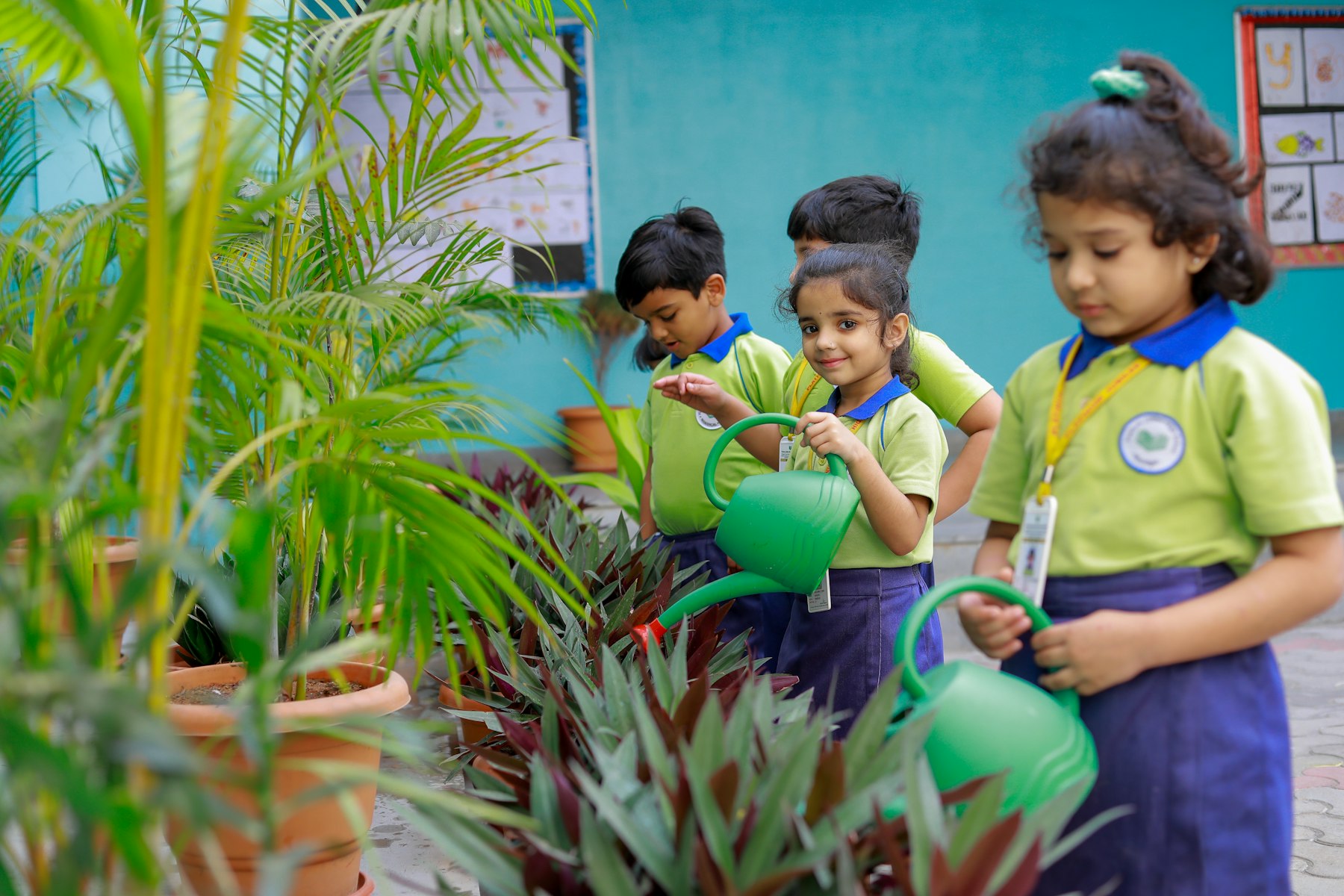 From an early age, students at the Platinum Jubilee High School in Telangana, India, get hands-on experience caring for plants. AKDN
